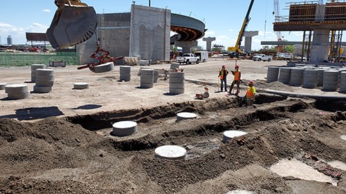 Construction of the Twin Ports Interchange.
