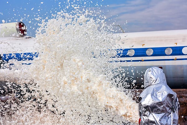 Aqueous film-forming foam contains PFAS but is commonly used to fight flammable liquid fires. Aqueous film-forming foam contains PFAS but is commonly used to fight flammable liquid fires.